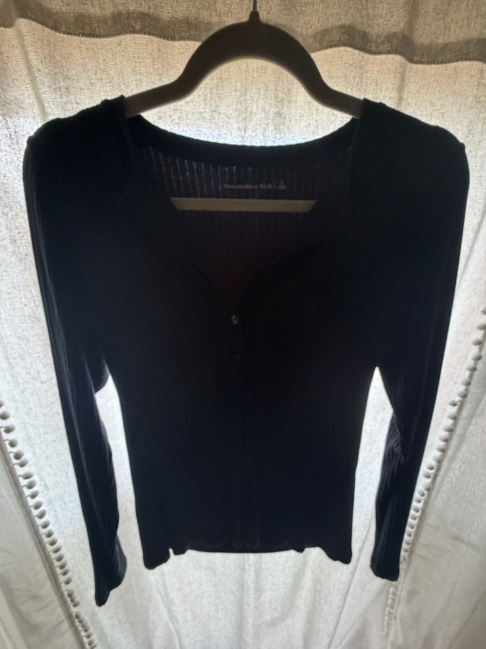 Abercrombie & Fitch Black Ribbed Long Sleeve Henley